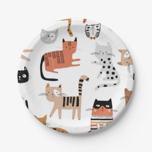 Cat pattern paper plates