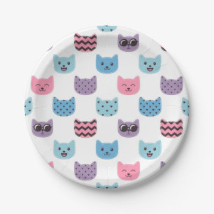 Cat pattern paper plates