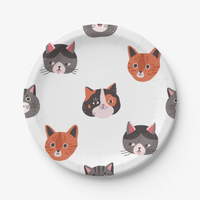 Cat pattern paper plates (Front)