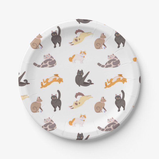 Cat pattern paper plates (Front)