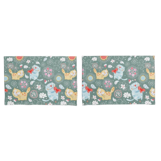 Cat Pattern Pillow Case (Front-Set)