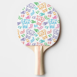 cat pattern Ping-Pong paddle