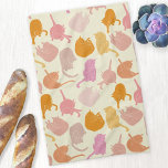 Cat Pattern Pink Orange Cream Kitchen Towel<br><div class="desc">Modern pink and orange kitty cat design on a cream background for animal lovers.  Original art by Nic Squirrell.</div>