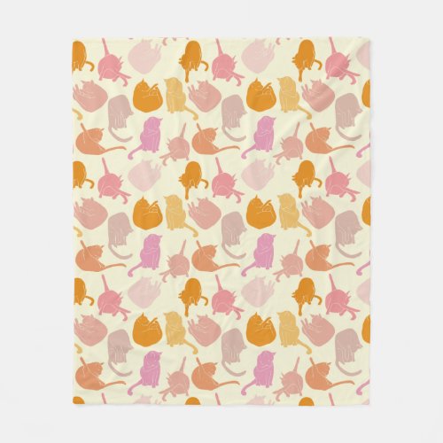 Cat Pattern Pink Orange Fleece Blanket
