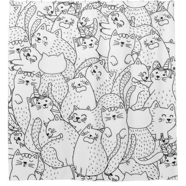 Cat pattern shower curtain (Front)