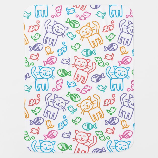 cat pattern swaddle blanket (Front)