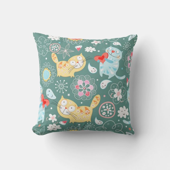 Cat pattern throw pillow (Front)