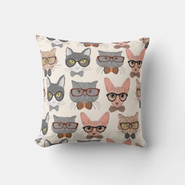 Cat pattern throw pillow (Front)