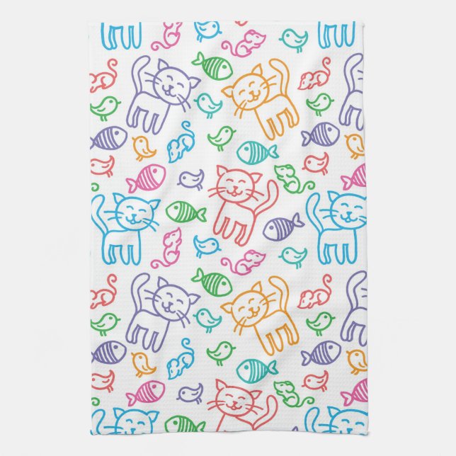 cat pattern towel (Vertical)