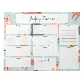 Cat Pattern Weekly Planner Notepad