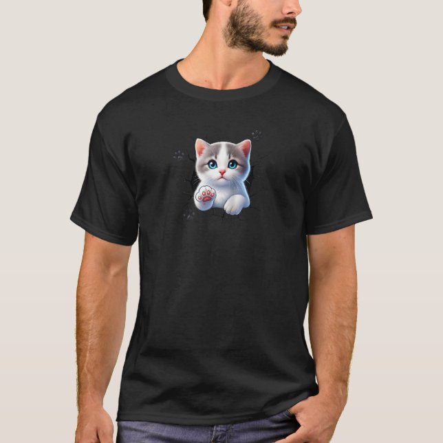 Cat Pattern with Funny phrase Cute kitten Raglan B T-Shirt (Front)