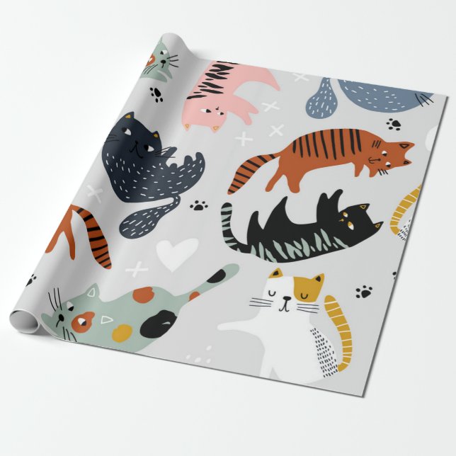 Cat pattern wrapping paper (Unrolled)