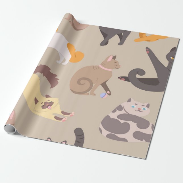 Cat pattern wrapping paper (Unrolled)
