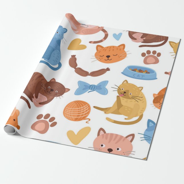 Cat pattern wrapping paper (Unrolled)