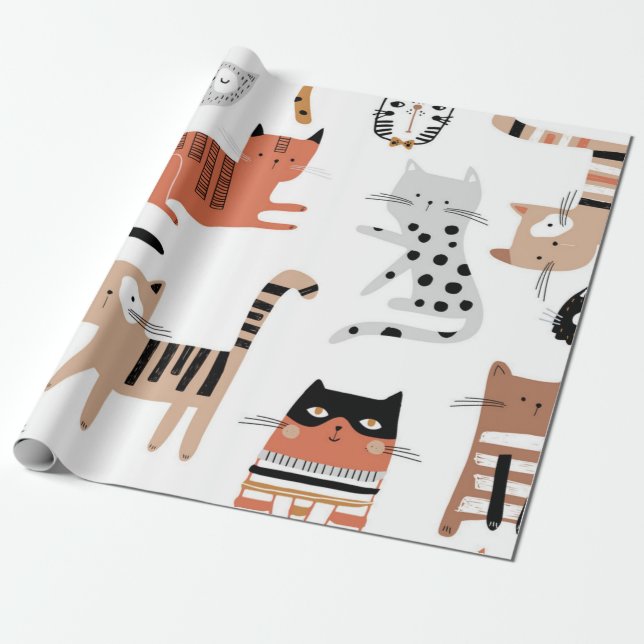 Cat pattern wrapping paper (Unrolled)