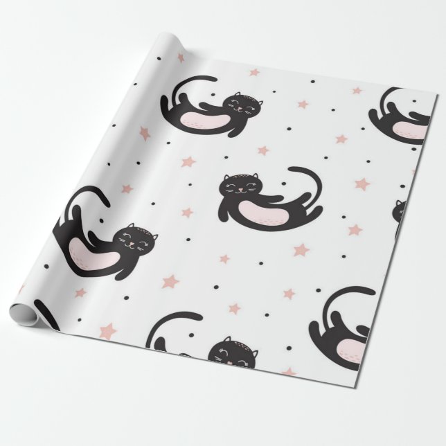 Cat pattern wrapping paper (Unrolled)