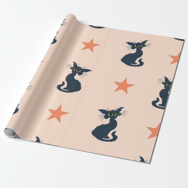 Cat pattern wrapping paper (Unrolled)