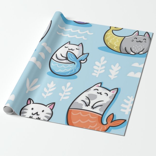 Cat pattern wrapping paper (Unrolled)