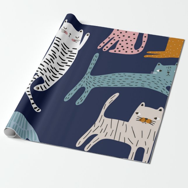 Cat pattern wrapping paper (Unrolled)