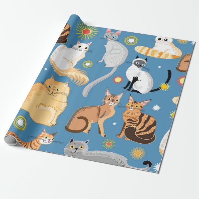 Cat pattern wrapping paper (Unrolled)