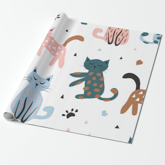 Cat pattern wrapping paper (Unrolled)
