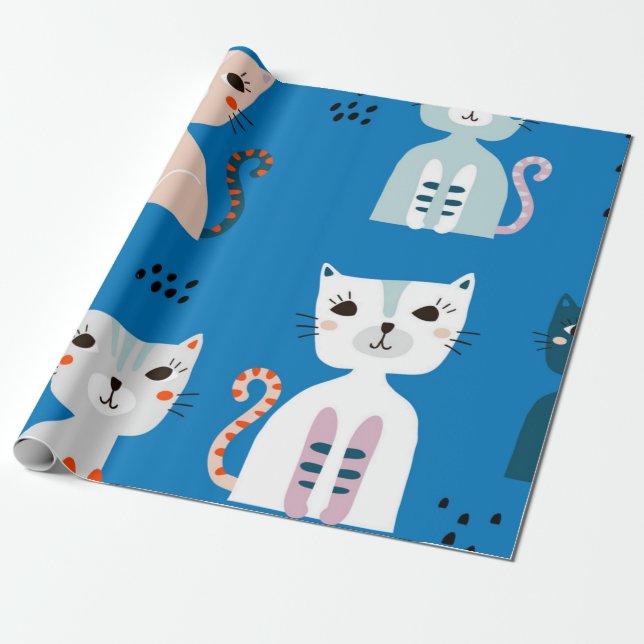 Cat pattern wrapping paper (Unrolled)