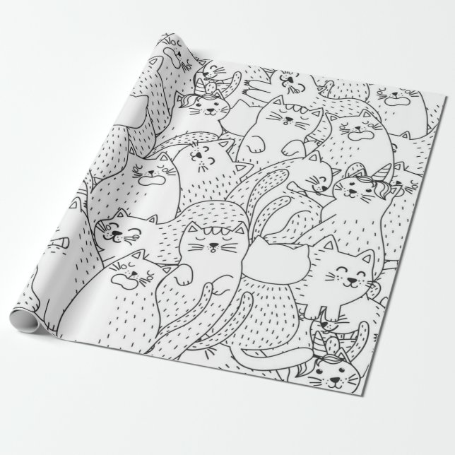 Cat pattern wrapping paper (Unrolled)