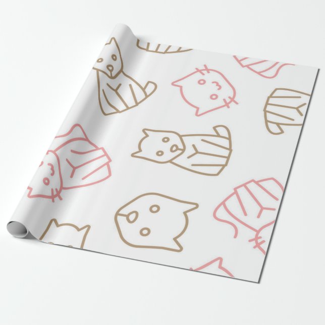 Cat pattern wrapping paper (Unrolled)