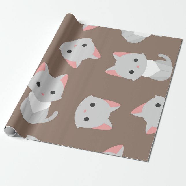 Cat pattern wrapping paper (Unrolled)