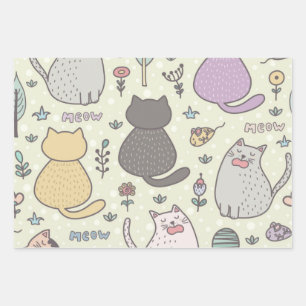 Cat pattern wrapping paper sheets