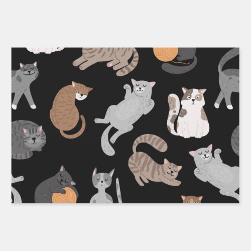 Cat pattern wrapping paper sheets