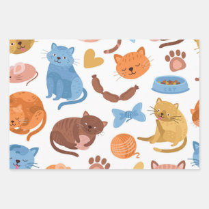 Cat pattern wrapping paper sheets