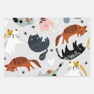 Cat pattern wrapping paper sheets