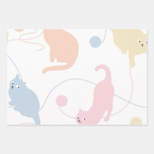 Cat pattern wrapping paper sheets