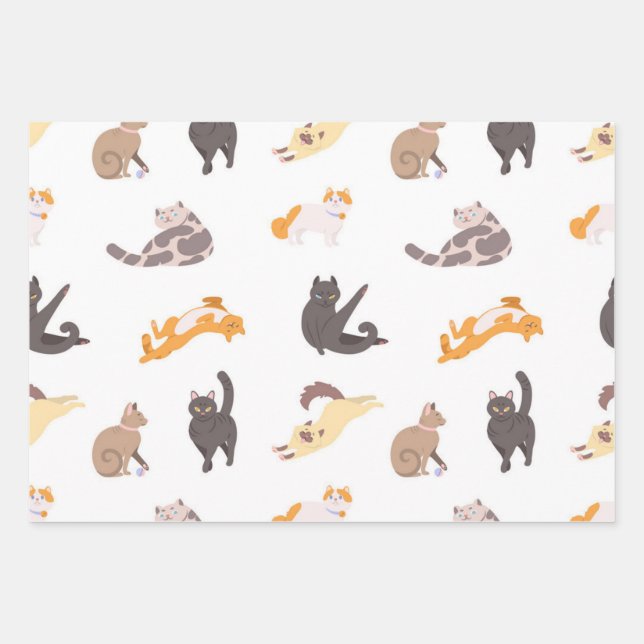 Cat pattern wrapping paper sheets (Front)