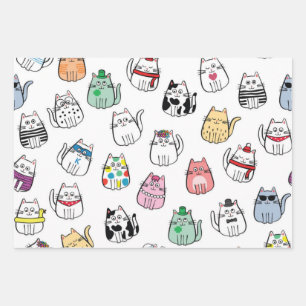 Cat pattern wrapping paper sheets