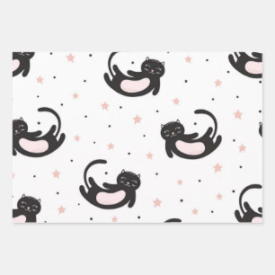 Cat pattern wrapping paper sheets