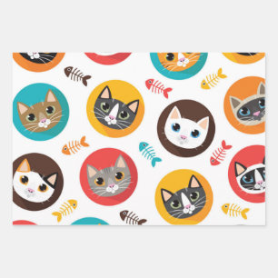 Cat pattern wrapping paper sheets