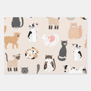 Cat pattern wrapping paper sheets