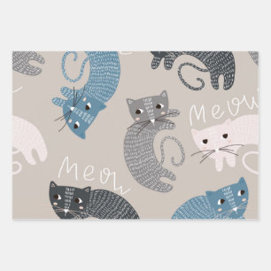 Cat pattern wrapping paper sheets