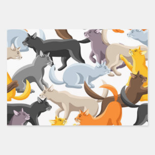 Cat pattern wrapping paper sheets