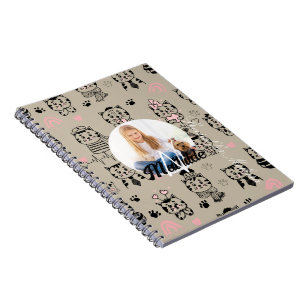 Cat Patterns Monogram Kids Photo Name Personalised Notebook