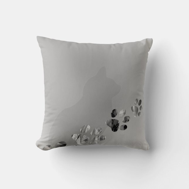 Cat Paw Black & White Prints Throw Pillow (Front)