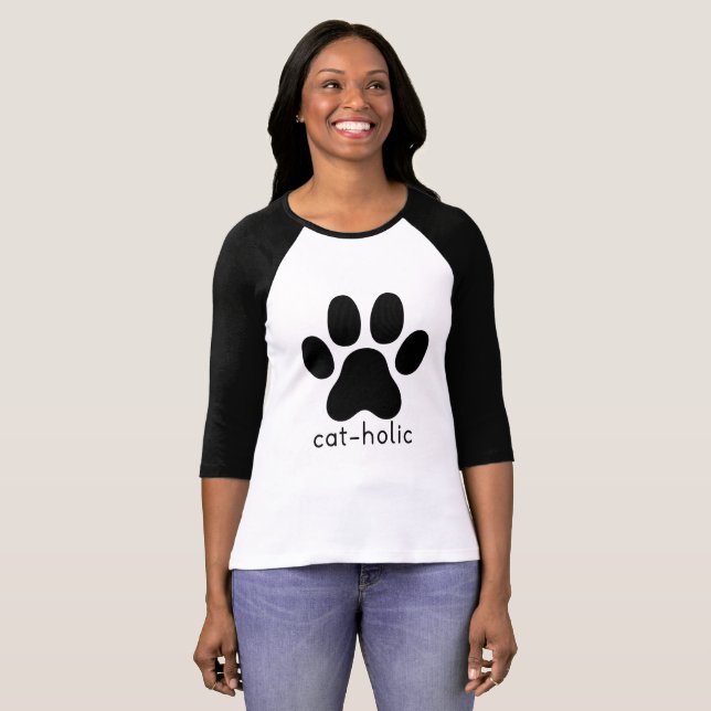 Cat Paw Cat-holic T-shirt Cat Lovers (Front Full)