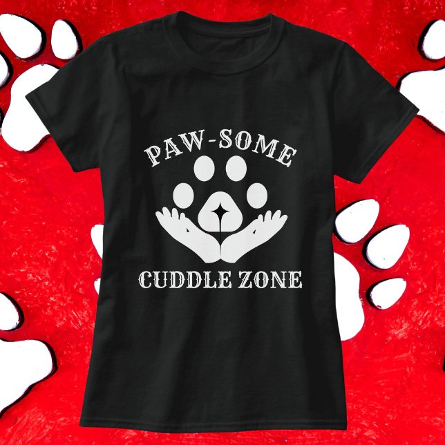 Cat Paw Cuddle Zone Funny Cute Modern Personalized T-Shirt (Creator Uploaded)