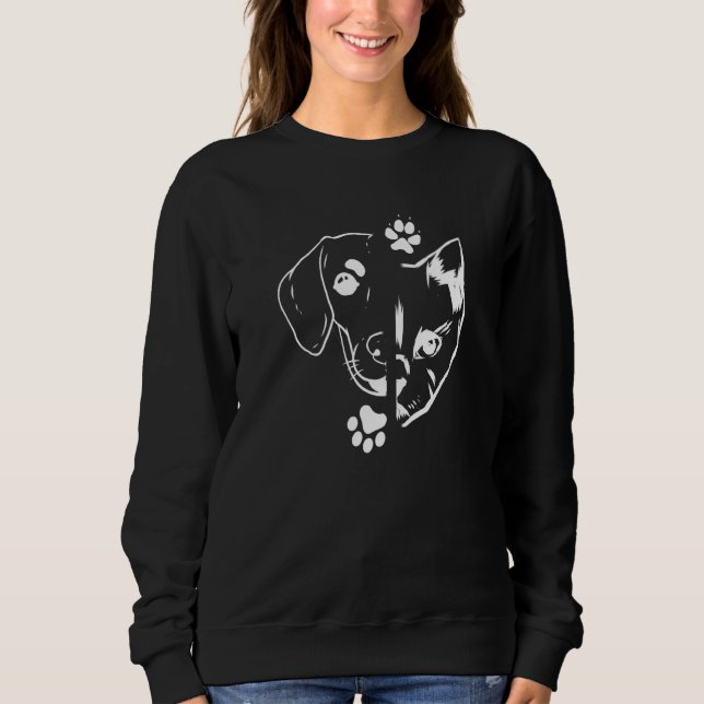 Cat Paw Dog Paw Cat Owner Dog Owner Cat  Dog & Cat Sweatshirt (Front)