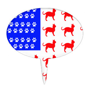 Cat + Paw Flag Cake Topper