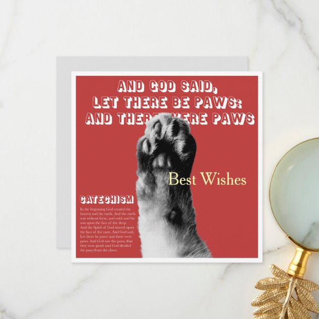 Cat Paw Flat Greeting Card (Front/Back In Situ)