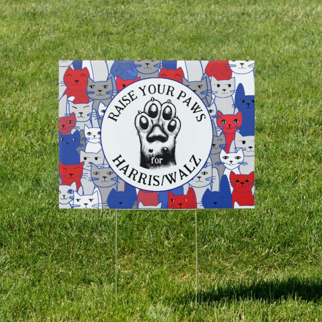 Cat Paw for Harris/Walz Design Yard Sign (Insitu)