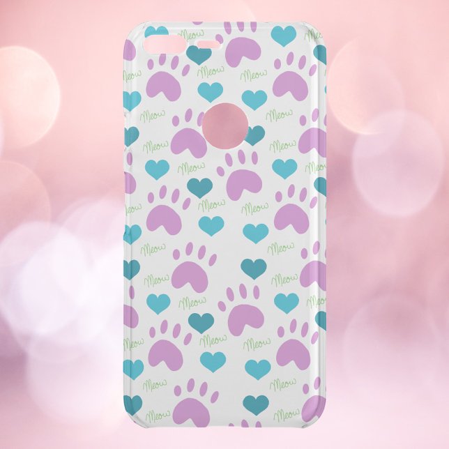Cat Paw Hearts Meow Pattern Uncommon Google Pixel XL Case (A phone case of a pattern of hand drawn cat paws, hearts and meows.)